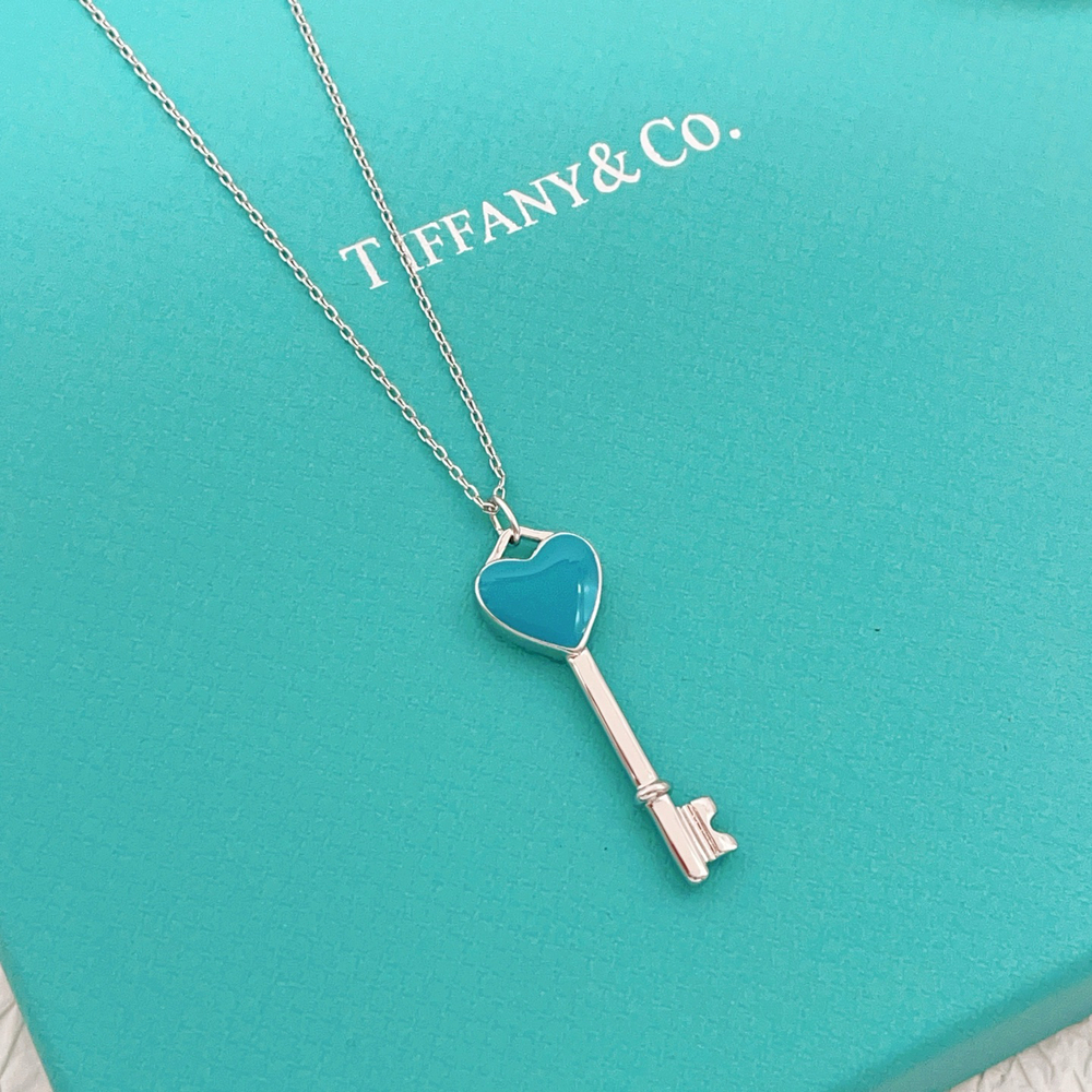 Tiffany & Co. Silver Blue Key Necklace